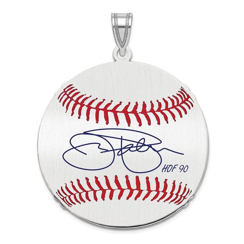 Sterling Silver Jim Palmer Signature Lg Enamel Baseball Pendant
